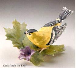 Boehm Porcelain Goldfinch On Leaf