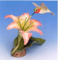 Boehm Porcelain Ruby-throated Hummingbird With Lily