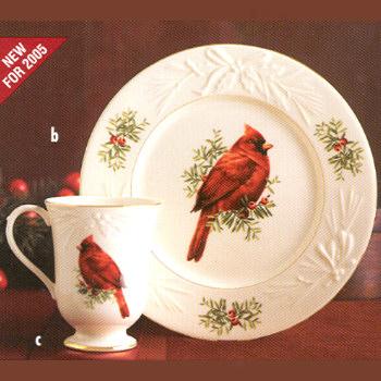 Lenox American Home Winter Greetings Red Cardinal Carved Accent Plate