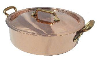 Mauviel Cuprinox Saute Pan With Cover Bronze Handle