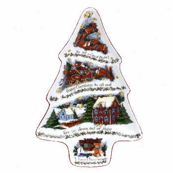 Port Sthdio Xmas Stody Tree Shaped Snack Pl S/2