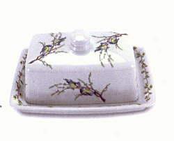 Portmeirion Birds Of Britian Butter Dish With Handle Top