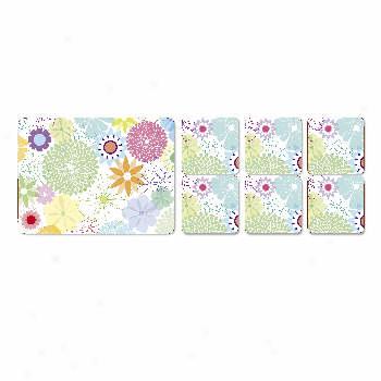 Portmeirion Crazy Daisy Square Coasters Set Of 6