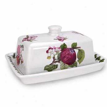 Portmeirion Pomona Butter Dish With Handle Top