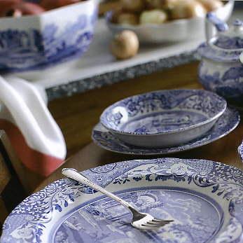 Spode Blue Italian 5 Piece Place Setting With Cereal Bowl