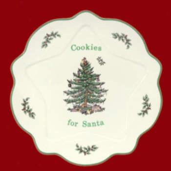 Spode Christmas Tree Asterisk Cookies Plate For Santa