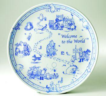 Spode Classic Pooh Blue Welcome To The Universe Plate