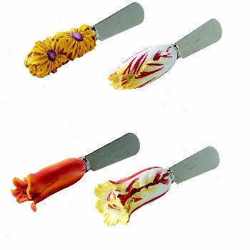 Spode Floral Haven Figural Set Of 4 Spreaders