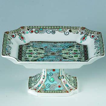 Spode Jewel Turquoise & Pearls Footed Comport