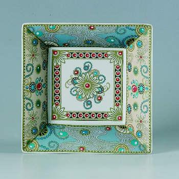 Spode Jewel Turquoise & Pearls Small Square Tray