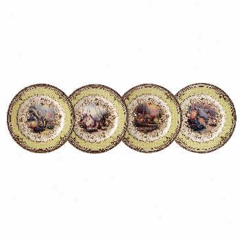 Spode Thomas Kinkade Cot Accent Plates S/4