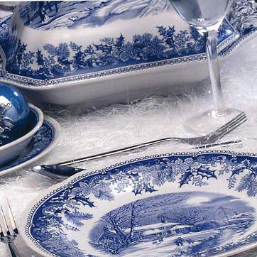 Spode Winters Eve Blue Covered Vegetable