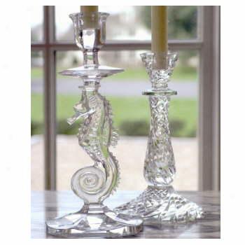 Waterford Crystal Seahorse Abstract Candelstick