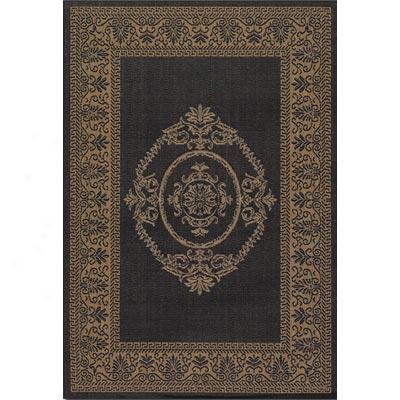 Couristan Recife 7 Round Antique Medallion Black Cocoa Area Rugs