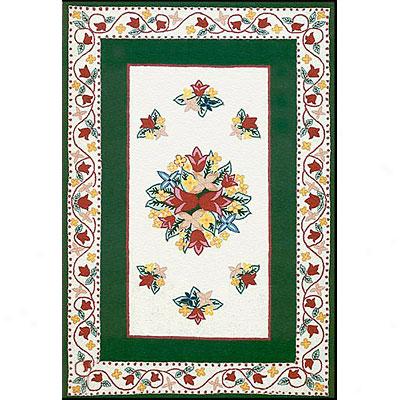 Nejad Rugs Bucks County - Tulip 9 X 12 Ivory/emerald Green Area Rugs