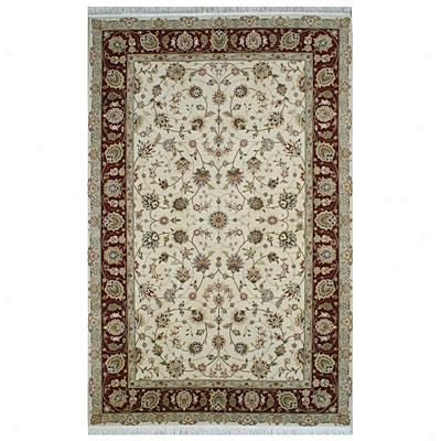 Nejad Rugs Silk & Wool 3 X 10 Tabriz Ivory/burgundy Area Rugs