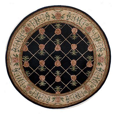 Nejad Rugs Tropical Island 8 Round Pineapple Garden Black/ivor yArea Rugs