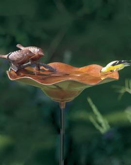 Antiqued Brass Birdbath