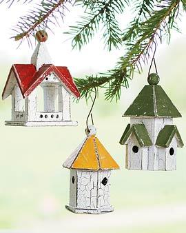 Birdhouse Ornaments, Set Of 3