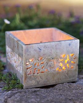 Carved Steatite Tea Light Holder