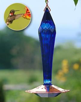 Faceted Glass Hummmingbird Feeder