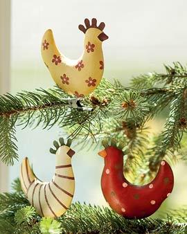 Funky Chivken Ornaments, Set Of 3