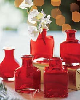 Mini Ruby Vases, Set Of 5