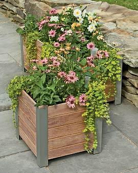 Self-watering 20-year Teak Planter, Square