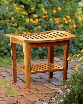 Teak Stool With Shelf