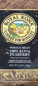 100% Kona Peaberry Coffee - Whole Bean