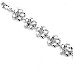 14k White Gold Plumeria Bracelet-large