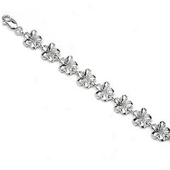 14k White Gold Plumeria Bracelet-small