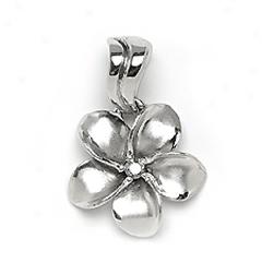 14k White Gold Plumeria Pendant-medium