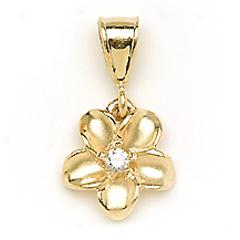 14k Yellow Gold Plumeria Pendant-small