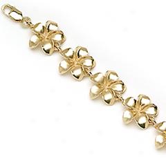 14k Yellow Gold Plumeria Bracelet-large