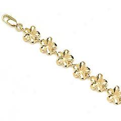 14k Yelllow Gold Plumeria Bracelet-small