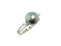 8 Mm Tahitian Pearl Ring-white Gold