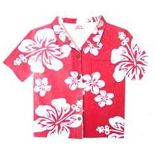 Aloha Shirt Note Cards-bold Hibiscus Red