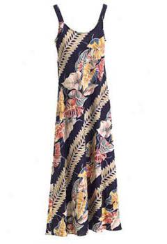 Anthurium Panel Bias Cut Long Slip Dress