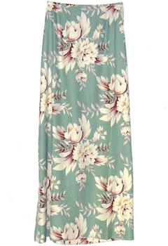 Antique Floral Better Silk Skirt-seagreen