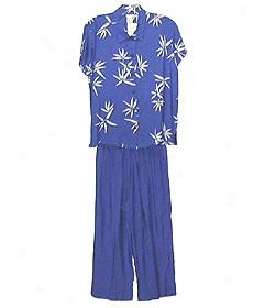 Bamboo Camp Blouse & Cqpri Set-royal