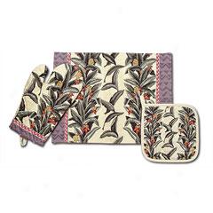 Banana Blossom Oven Mitt, Potholder, And Placemat