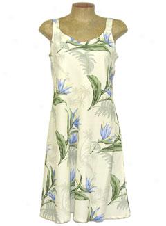 Bird Of Paradise Palm Silhouette Short Bias Cut Dress-natural