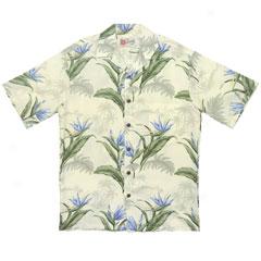 Bird Of Paradise Palm Silhouette Aloha Shirt-natural