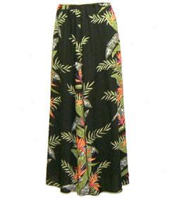 Bird Of Paradise Panel Long A-line Elastic Skirt