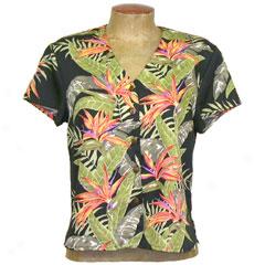 Bird Of Paradise Pannel V-neck Blouse