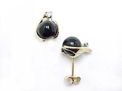 Blac kCoral Bead Earrings With Diamonds