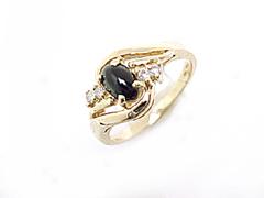 Black Coral Cabochon Ring