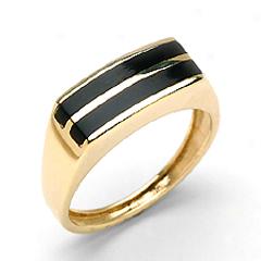 Black Coral Inlaid Ring