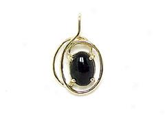 Black Coral Oval Pendant